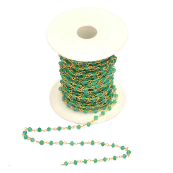 Silver Stone Chains Rosary Chain - Green Onix 1M