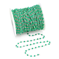 Cadena Plata Mineral Cadena Rosario- Onix Verde 1M