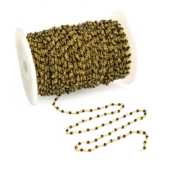Chaînes Argent Minéral Chaîne Rosaire - 2,5 mm et 3 mm - 1 m - Onix Noir