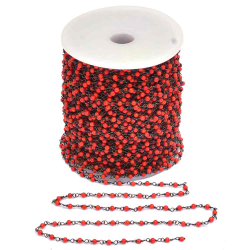 Silver Stone Chains Rosary Chain - Coral - 1 Metre