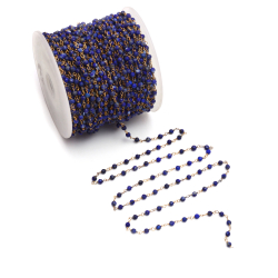 Chaînes Argent Minéral Chaîne Rosaire - Lapis-Lazuli - 2,5 mm et 3 mm - 1 Mètre