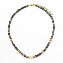 Steel Stones Necklaces Steel Necklace - Mineral 38+5 cm - Gold Plated