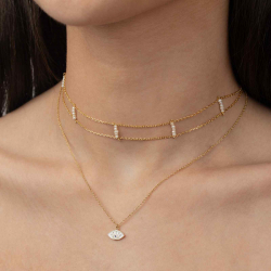 Steel Stones Necklaces Mineral Steel Choker - 2.5mm - 33+5cm - Gold Plated