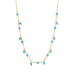 Collar Acero Mineral Collar Acero Turquesa - 38 + 5 cm - Color Oro