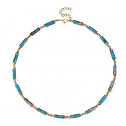 Colliers Acier Minéral Collier Acier Minéral - Turquoise - 38 + 4 cm - Couleur Or