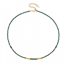 Colliers Acier Minéral Collier Acier Minéral - Onyx de couleur Verte - 38 + 4 cm - Couleur Or