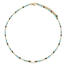 Steel Stones Necklaces Mineral Steel Necklace - Pearl - 36+5cm - Multi - Gold