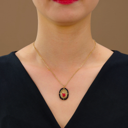 Collar Acero Mineral Collar Mineral Enamel Acero - Corazon 22mm - 40+5cm - Color Oro