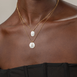 Collar Acero Mineral Collar Acero Mineral Nacar - Medalla Virgen María - 45+5 cm - Color Oro