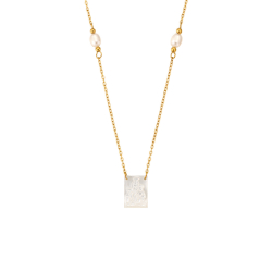 Collar Acero Mineral Collar Acero Mineral Nacar - Cristo con Sagrado Corazón - 40+5 cm - Color Oro y Color Plata