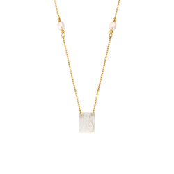 Collar Acero Mineral Collar Acero Mineral Nacar - Sagrado Corazón de Jesús - 40+5 cm - Color Oro y Color Plata