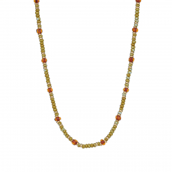 Steel Stones Necklaces Steel Necklace - Natural Mineral Serpentine - 40+5cm - Gold-Tone