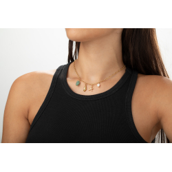 Steel Stones Necklaces Steel Necklace - Star and Shell - 40+5cm - Gold and Silver