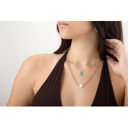 Collar Acero Liso Collar Mineral  Colgante -Estrella -38 + 5 cm - Color Oro
