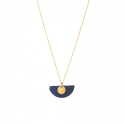 Halsketten Glattes Edelstahl Mineral-Halskette - Fächer mit Kreis - 45 + 5 cm - Goldfarbe