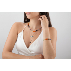 Collar Acero Liso Collar Mineral  -Abanico con Círculo - 45 + 5 cm - Color Oro