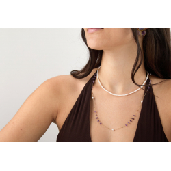 Steel Stones Necklaces Cultured Pearl Necklace - 2,5-3 mm - - AAA+ quality - 38+5 cm - Gold color