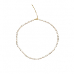 Steel Stones Necklaces Cultured Pearl Necklace - 5mm - - AAA+ quality - 38+5 cm - Gold color