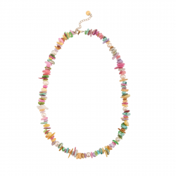Steel Stones Necklaces Steel Mineral Necklace - Minerals and Pearls - 40 + 5 cm - Gold Color