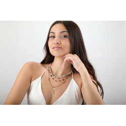 Collar Acero Mineral Collar Mineral Acero - Minerales y Perlas - 40 + 5 cm - Color Oro