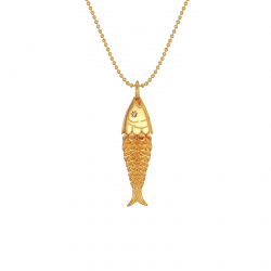 Steel Zircon Necklaces Steel Fish Necklace - White Zirconia - 38 + 5 cm - Gold Plated