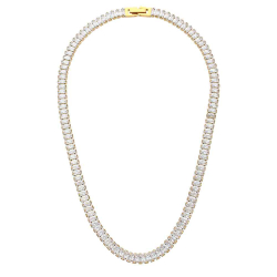 Halsketten Silber Zirkonia Halskette Tennis Edelstahl - Weiße Zirkonia - 37 cm - Vergoldet