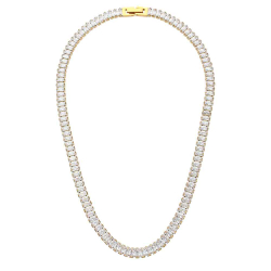 Colliers Argent Zircone Collier Tennis Acier - Zircone de couleur Blanche - 37 cm - Dorure Or