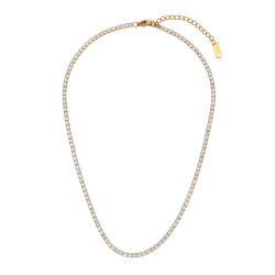 Steel Zircon Necklaces Tennis Steel Necklace - White Zirconia - 37 cm - Gold Plated