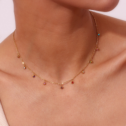 Steel Zircon Necklaces Zircon Steel Necklace - 2,5 mm - 36+4 cm - Colour Gold