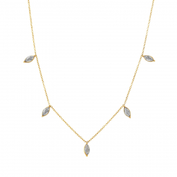 Steel Zircon Necklaces Steel Necklace - Marquisse Circonita 40+5 - Color Gold and Color Silver