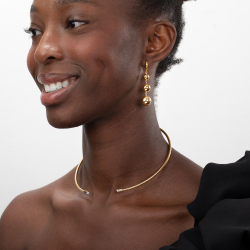 Collar Acero Circonita Choker Flexible Circonita - 16cm (Int 12,5cm) - Color Oro y Color Acero
