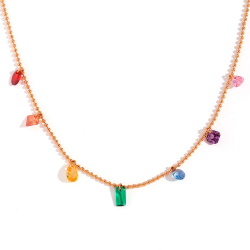 Pulsera Acero Circonita Collar  Acero Figuras - Circonita Multi - 41+5cm - Color oro