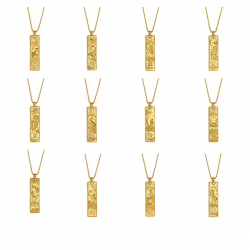 Steel Zircon Necklaces Zodiac Necklace - 48+6cm - Steel Color