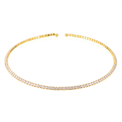 Halsketten Silber Zirkonia Stahlhalsband - Zirkonia - Goldfarbe