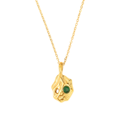 Steel Zircon Necklaces Hammered Steel Necklace - 40+5cm - Gold and Steel