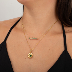 Steel Zircon Necklaces Hammered Steel Necklace - 40+5cm - Gold and Steel