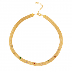 Collar Acero Circonita Collar Acero - Circonita Multi - Bismarck - 39+6cm - Color Oro y Color Plata