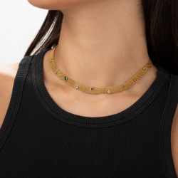 Collar Acero Circonita Collar Acero - Circonita Multi - Bismarck - 39+6cm - Color Oro y Color Plata