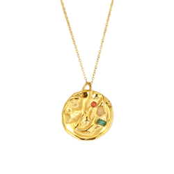 Collar Acero Circonita Collar Acero Circonita Multi - Martillado - 40+5cm - Color Oro y Color Acero