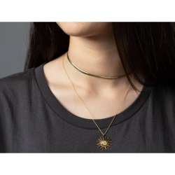 Bronze Necklaces Sun Necklace Bronze - 45+5 cm - Gold Plated