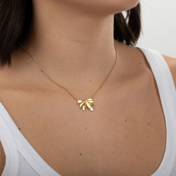 Collar Bronce Liso Collar Bronce - Flor -  38+5 cm - Bañado Oro y Bronce