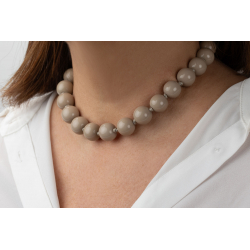 Collar Bronce Liso Collar Resina - Bolas 15mm - 45cm - Color Oro
