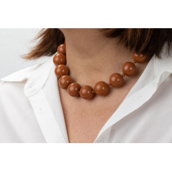 Collar Bronce Liso Collar Resina - Bolas 20mm - 45cm - Color Oro