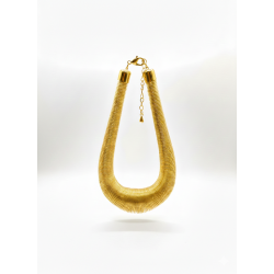 Halsketten Glatte Bronze Glattes Federhalsband - Diamantschliff - 37 + 5 cm - Vergoldet