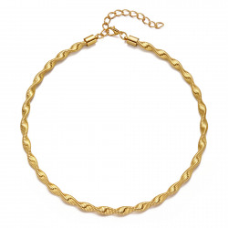 Bronze Necklaces Plain Rigid Choker - Spiral - Gold Plated