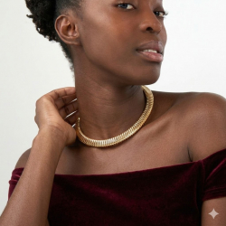 Collar Bronce Liso Choker Liso Rígido - Ajustable  - Bañado Oro