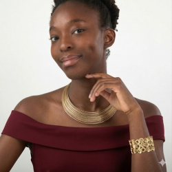 Collar Bronce Liso Choker Liso Rígido - Corte de Diamante - Ajustable  - Bañado Oro