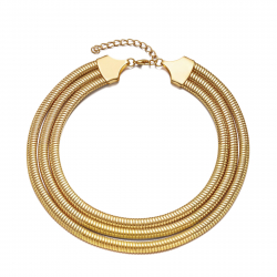 Bronze Necklaces Plain Choker - Triple - Gold Plated
