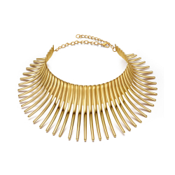 Bronze Necklaces Plain Choker - Rays - 65 cm - Gold Plated