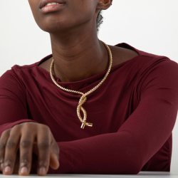 Collar Bronce Liso Choker Liso Rígido - Nudo - 21 cm  - Bañado Oro